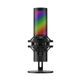 HyperX QuadCast 2 S front view with RGB ring for vibrant streaming setup