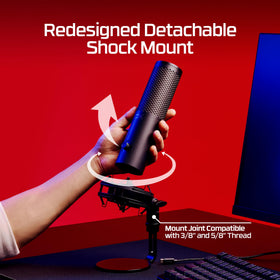 HyperX QuadCast 2 S removable shock mount reduces desk vibrations