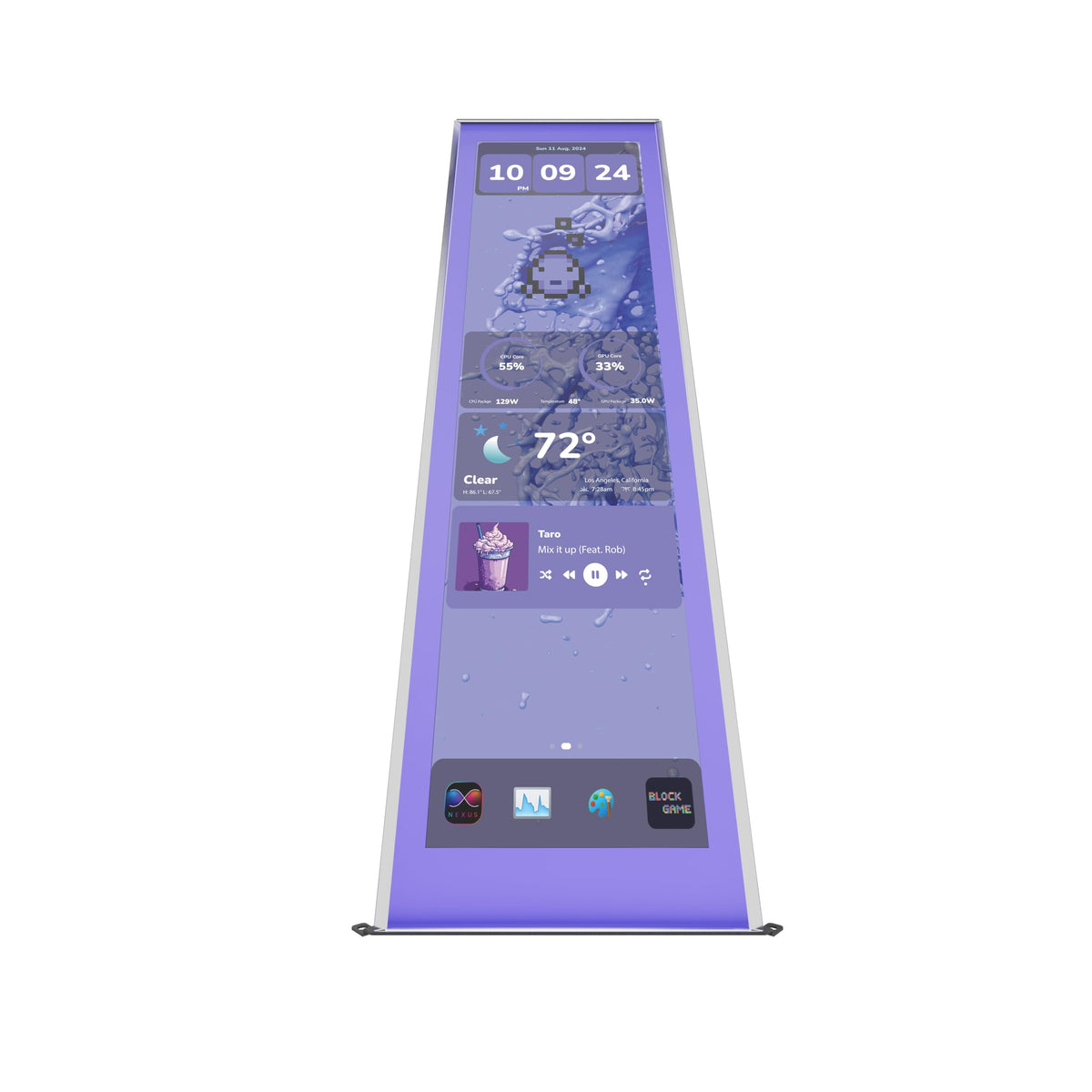 Hyte Nexus demo showcases customizable themes and widgets on Y70 display.