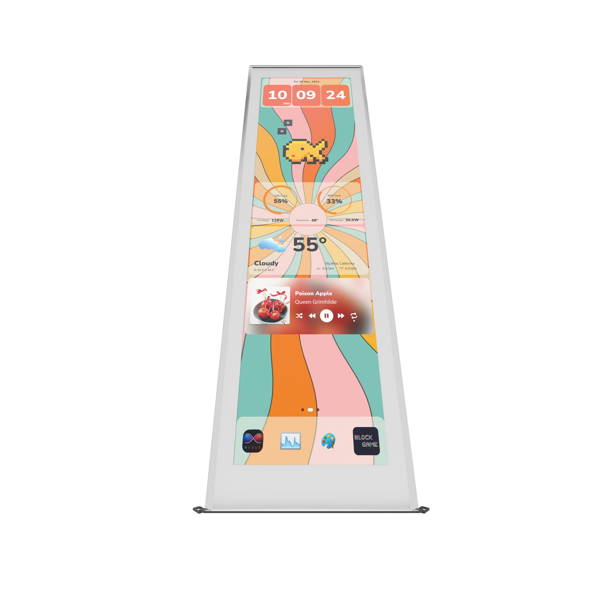 HYTE Y70 touchscreen setup image illustrating 10-point touch and precise control.