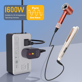 HYTED voltage converter back ports showing universal sockets for global devices