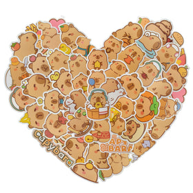 HyukeenMa capybara sticker pack front view showing quantity and artwork benefit: instant personalization
