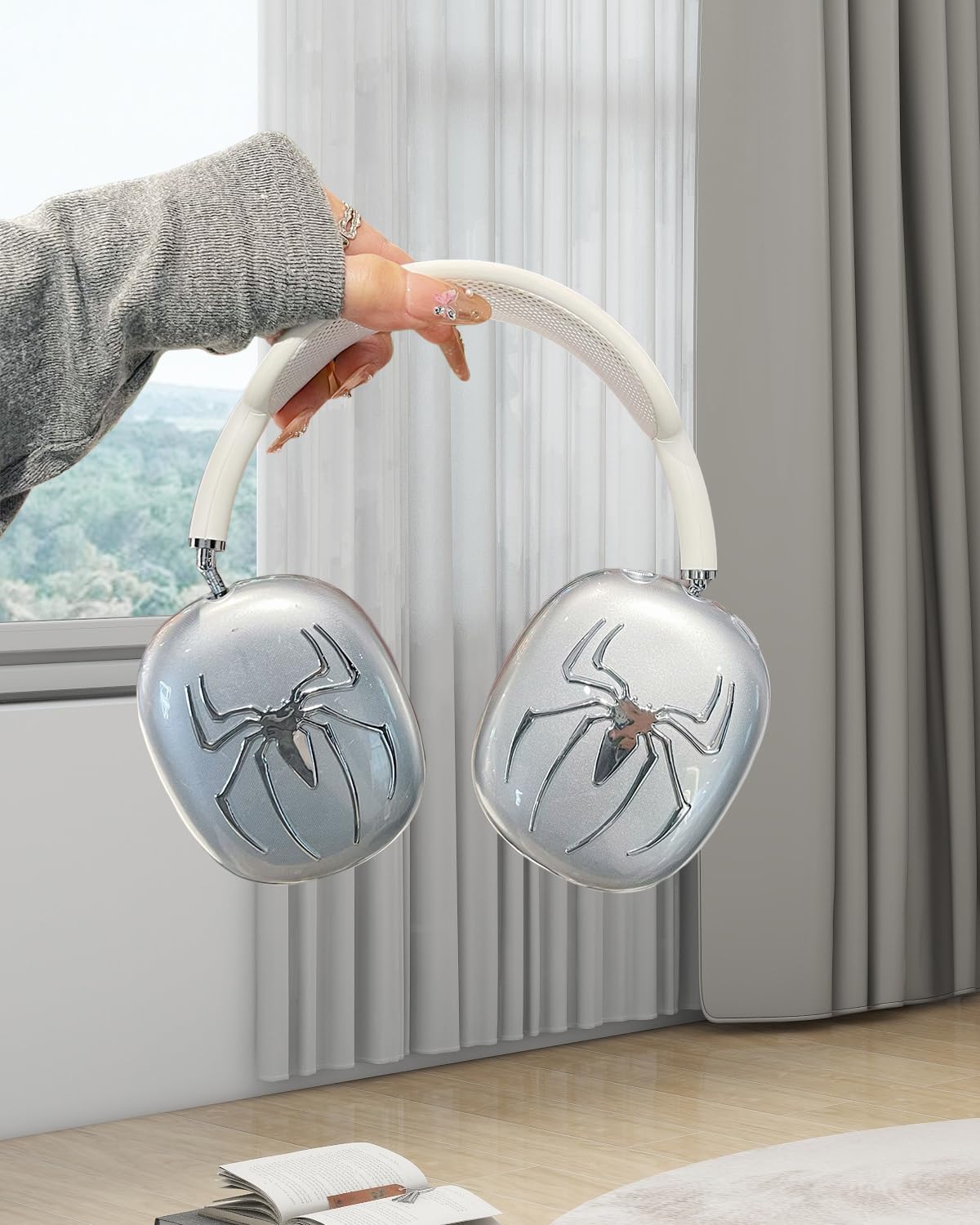 HYZYey Bling rhinestones sparkle on AirPods Max earcups for stylish on-the-go look