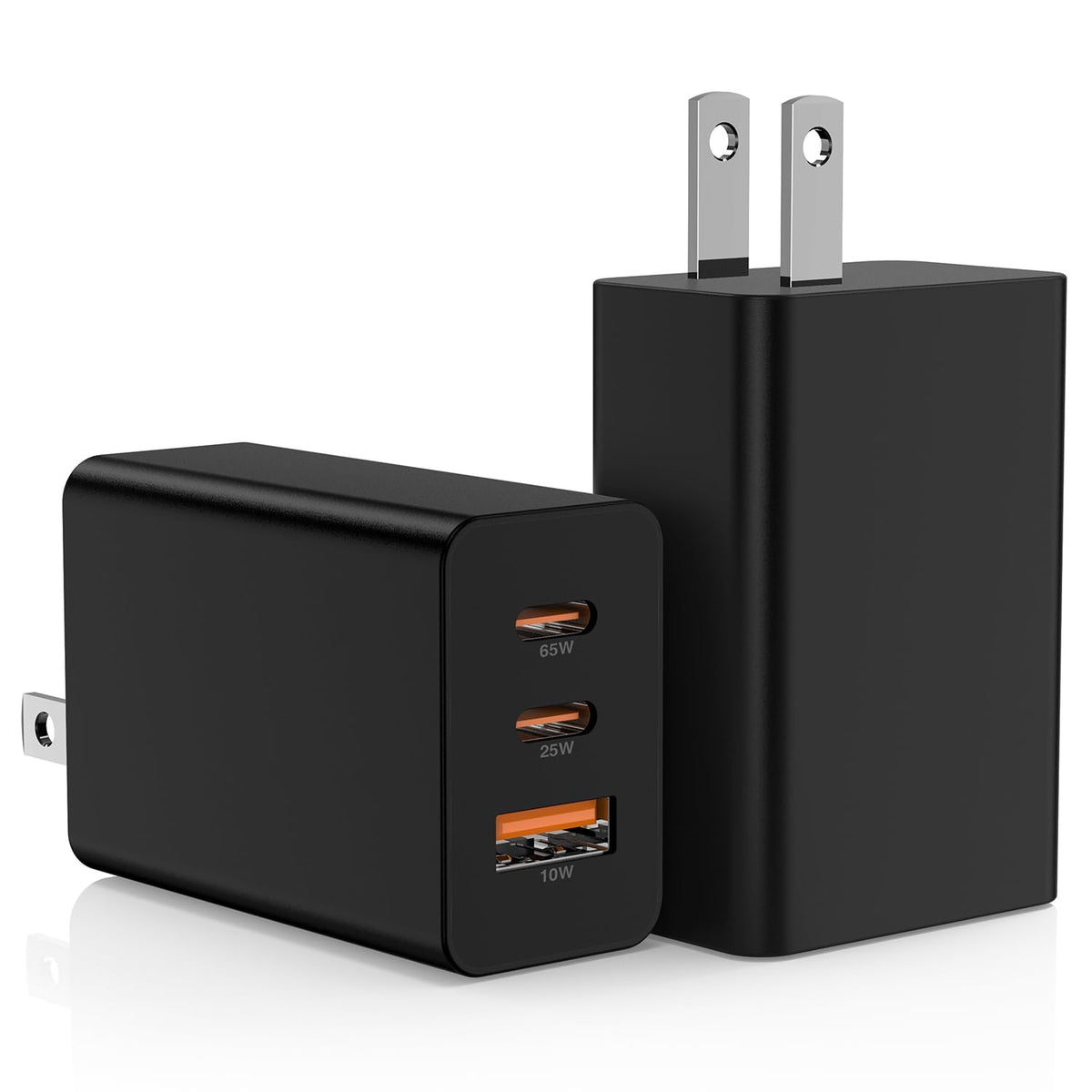 Hzevn 2-pack 65W USB-C wall charger front view enables fast multi-device charging