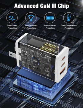 Hzevn 65W USB-C wall charger compact profile saves space on your workspace.