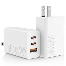 Hzevn 65W USB-C wall charger front view powers multiple devices quickly.