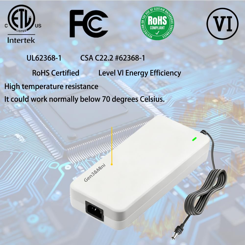 I clean power supply next to a smartphone for scale, shows compact size and portability