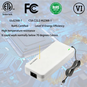 I clean power supply next to a smartphone for scale, shows compact size and portability