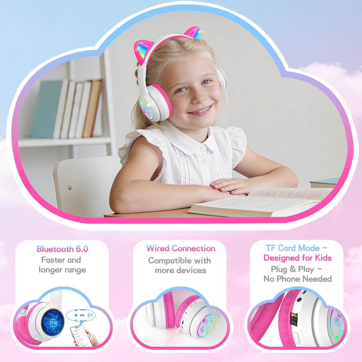 I love e iFecco LED cat ears lit up to entertain kids and add visibility