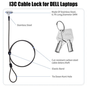 I3C Laptop Cable Lock with 6.7ft cable enables flexible tethering.