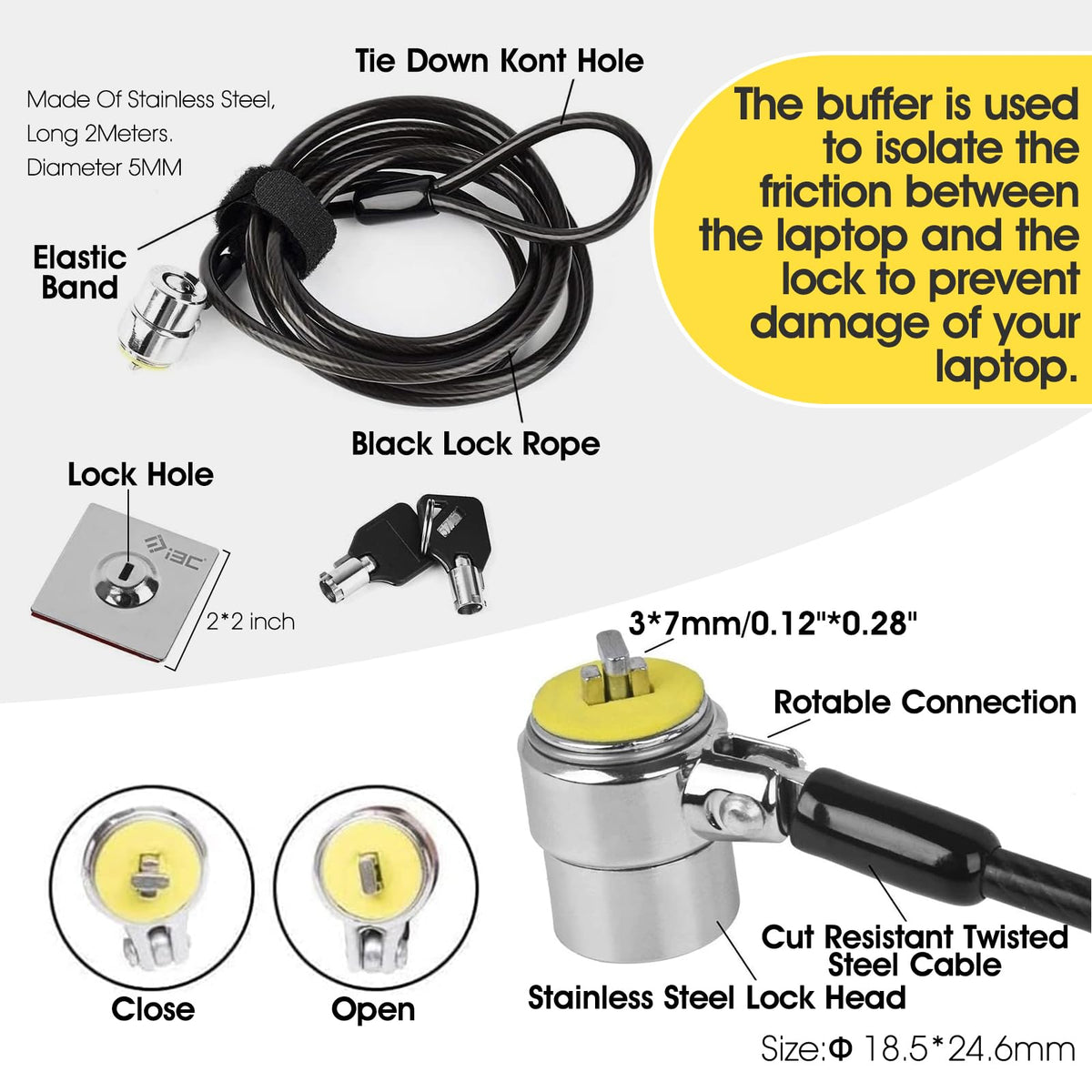 I3C lock key and head detail illustrating keyed engagement for reliable device security