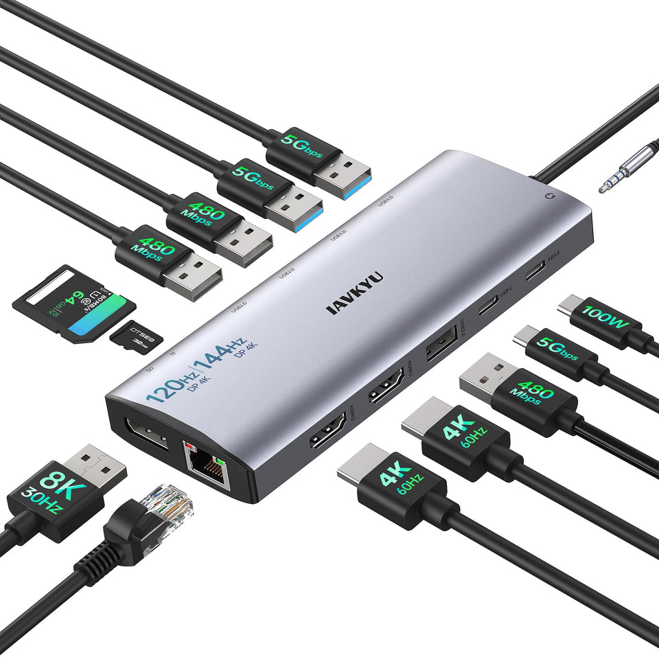 IAVKYU front view showing ports and clean desktop connectivity benefits