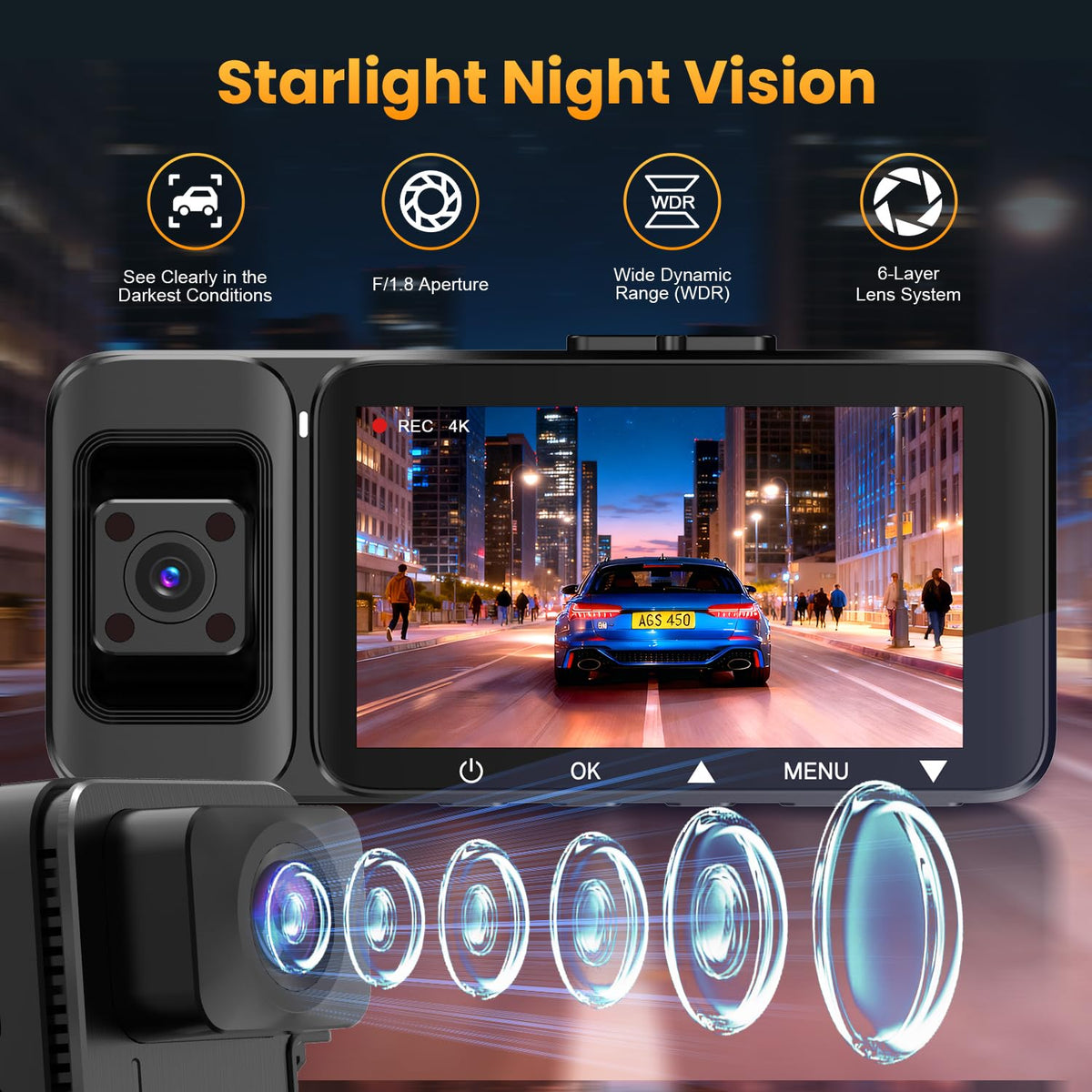 IBBWB dash cam screen playback demonstrating quick 4K clip review