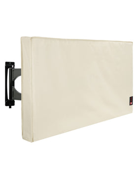 iBirdie front view of beige cover protecting outdoor TV offering weather resistance