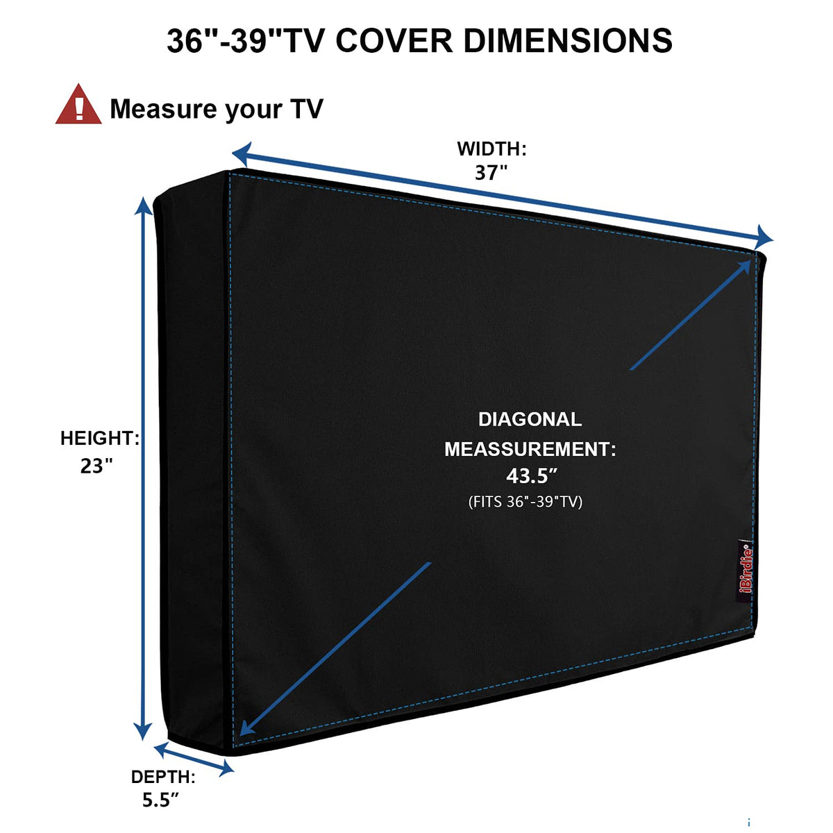 iBirdie Outdoor TV Cover back flap detail adds stand protection