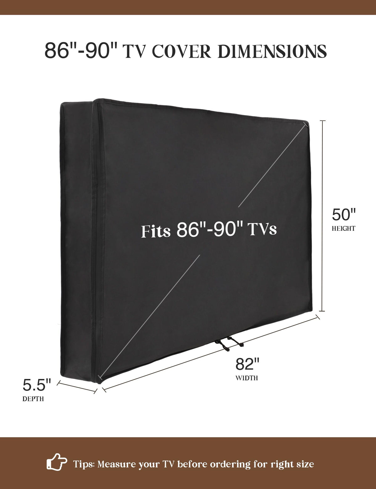 iBirdie cover close-up showing waterproof interior coating guarding the TV from moisture