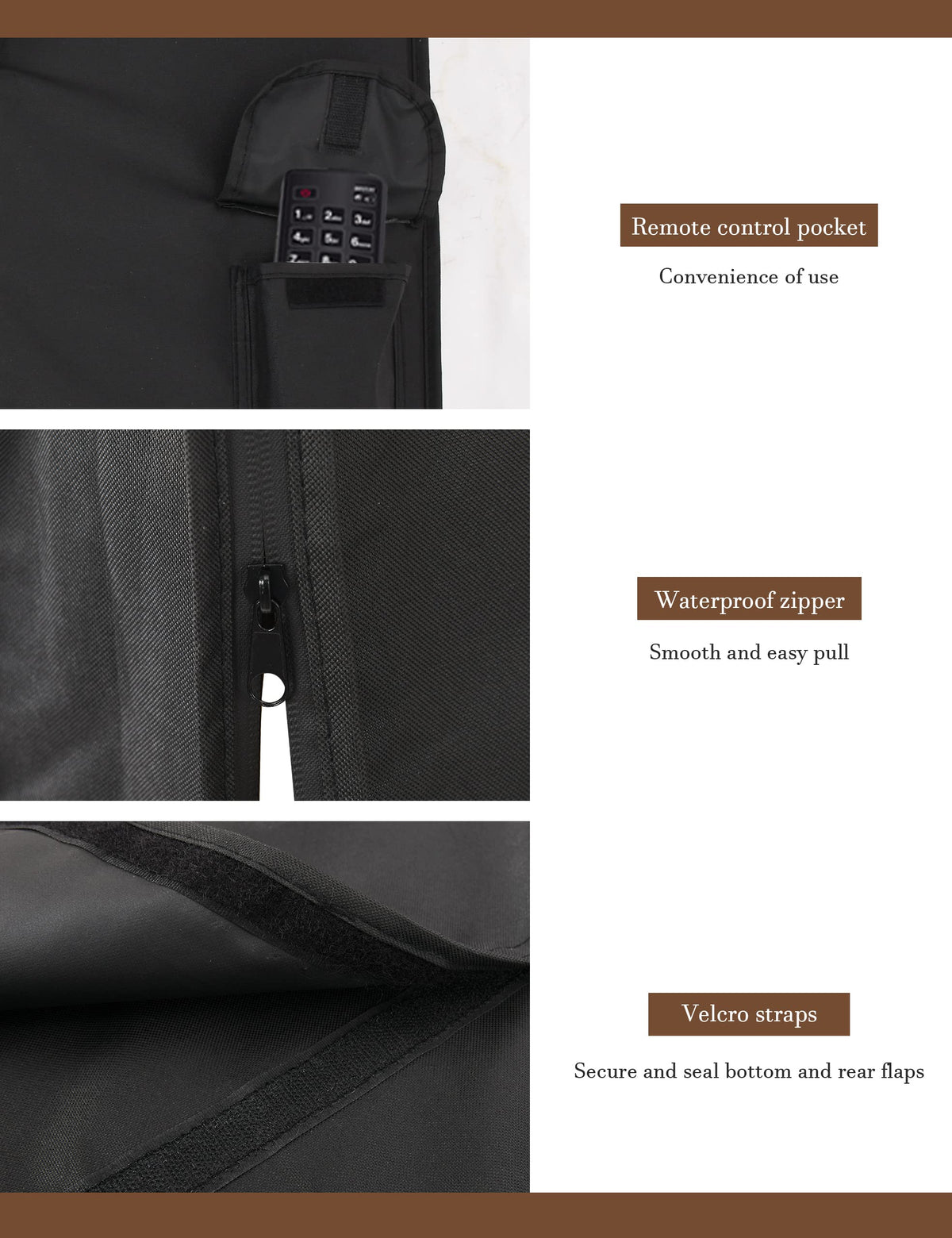 iBirdie remote pocket storage detail keeps remotes safe and conveniently accessible