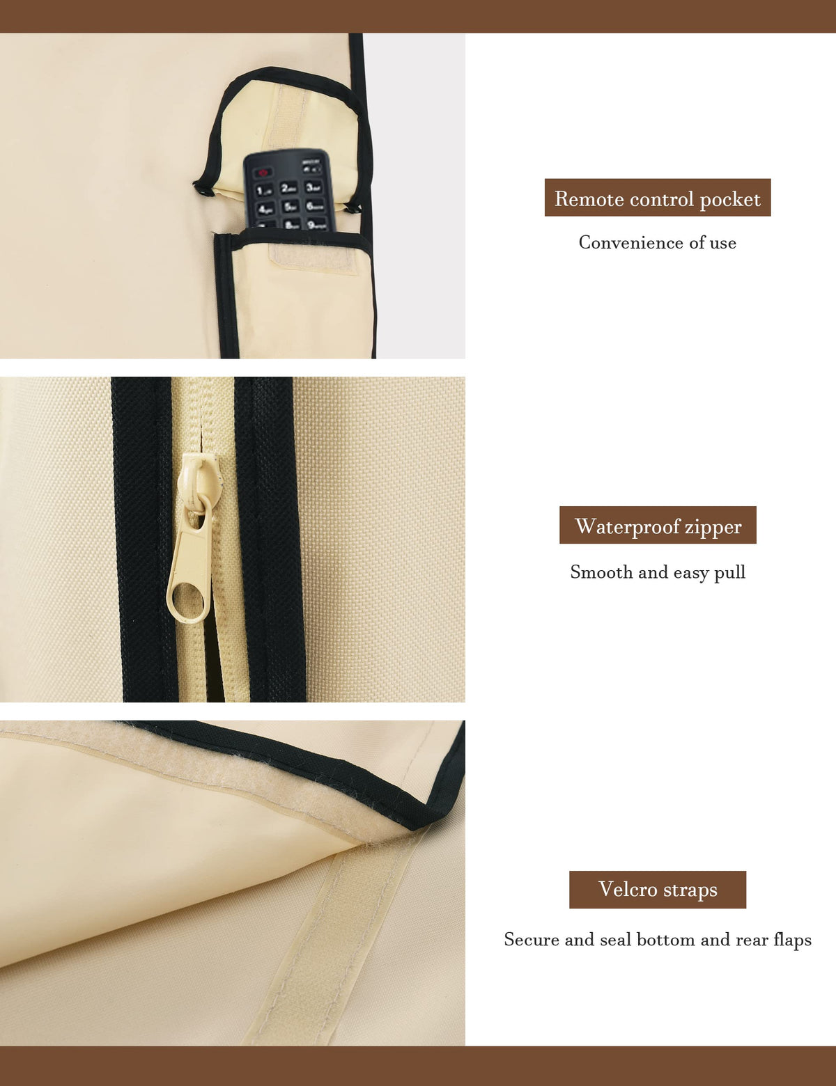 iBirdie pocket holding remote control for organized outdoor storage
