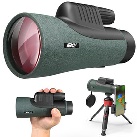 IBQ 12x55 UHD monocular with tripod setup for steady outdoor observation