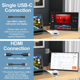 IBW portable monitor with kickstand and dual speakers for travel-ready media and meetings