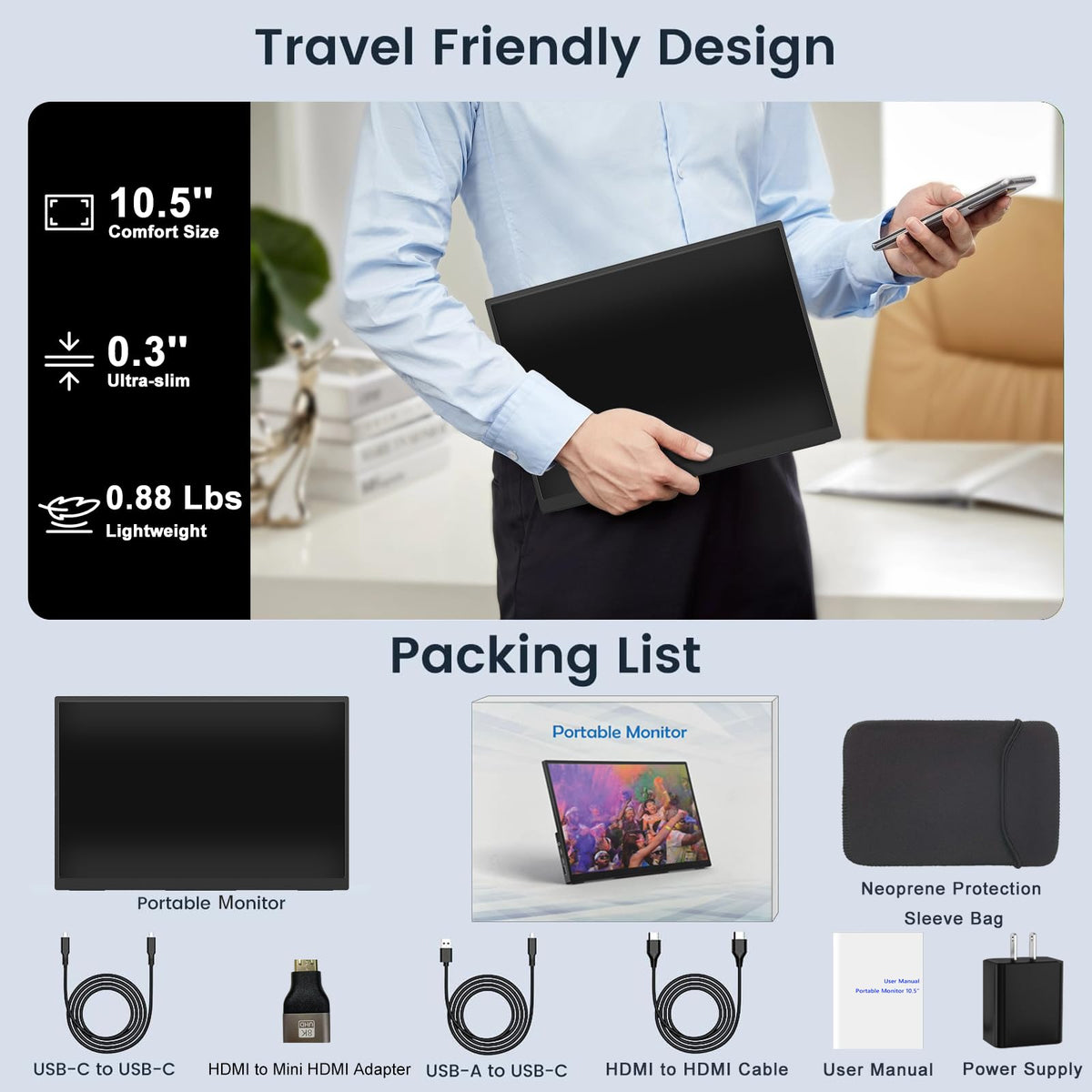 IBW ultra-slim 0-3 inches thin profile for easy travel