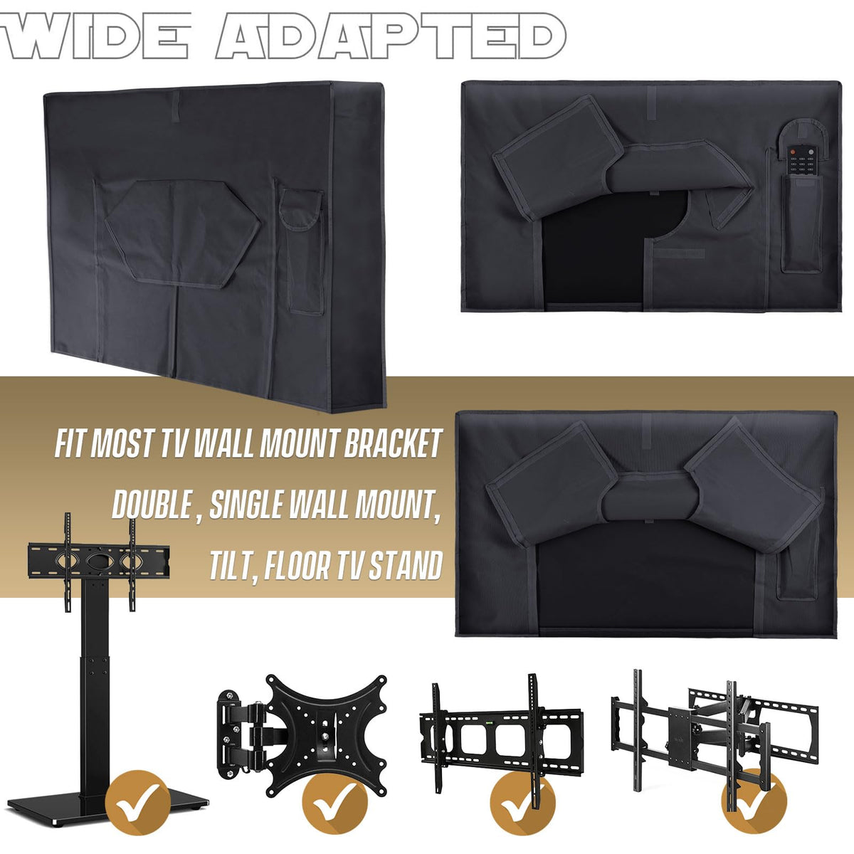 IC ICLOVER bottom and depth comparison illustrating fit for most 50-inch TVs benefit