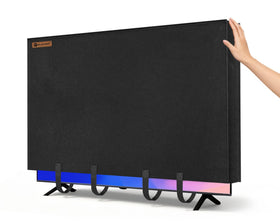 IC ICLOVER front view of covered TV showing full protection and neat fit