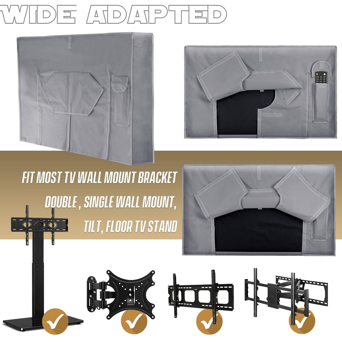 IC ICLOVER rear three-flap design fitting around various wall mount brackets
