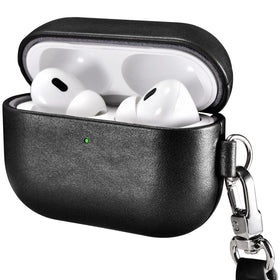 ICARER AirPods Pro 3 case in genuine leather with rich texture for premium protection.