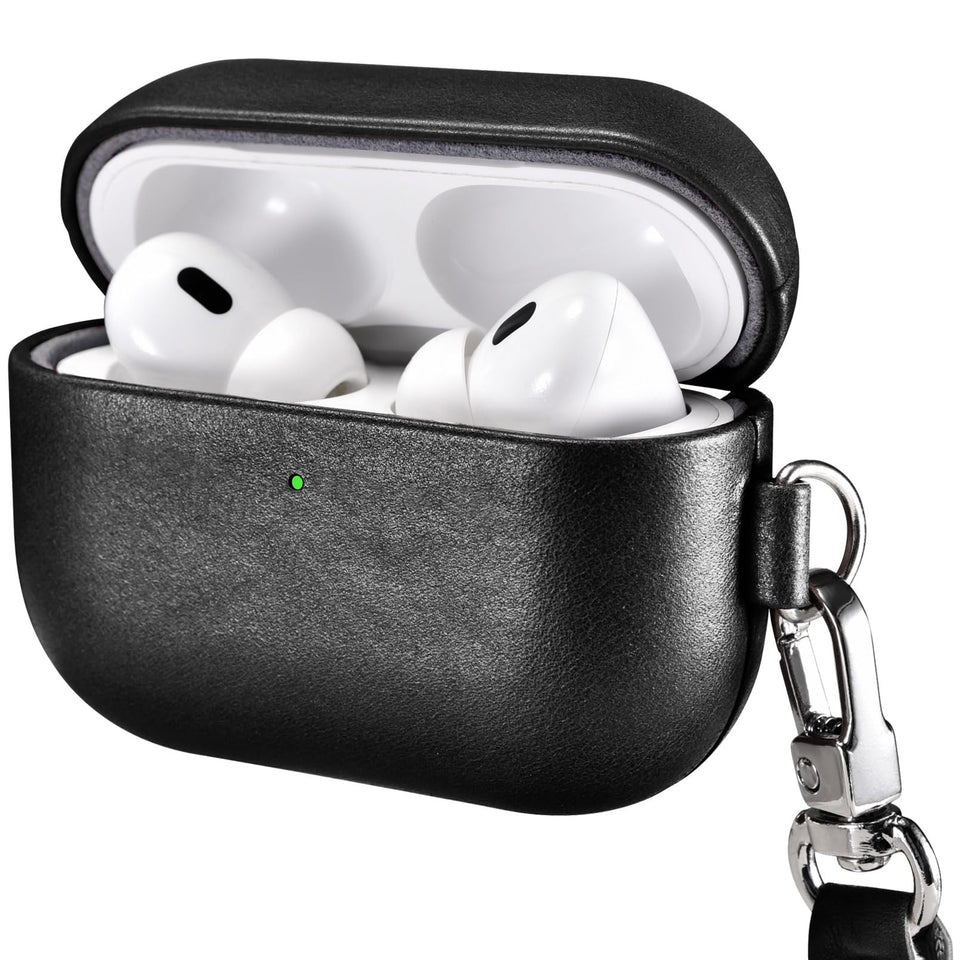 ICARER AirPods Pro 3 case in genuine leather with rich texture for premium protection.