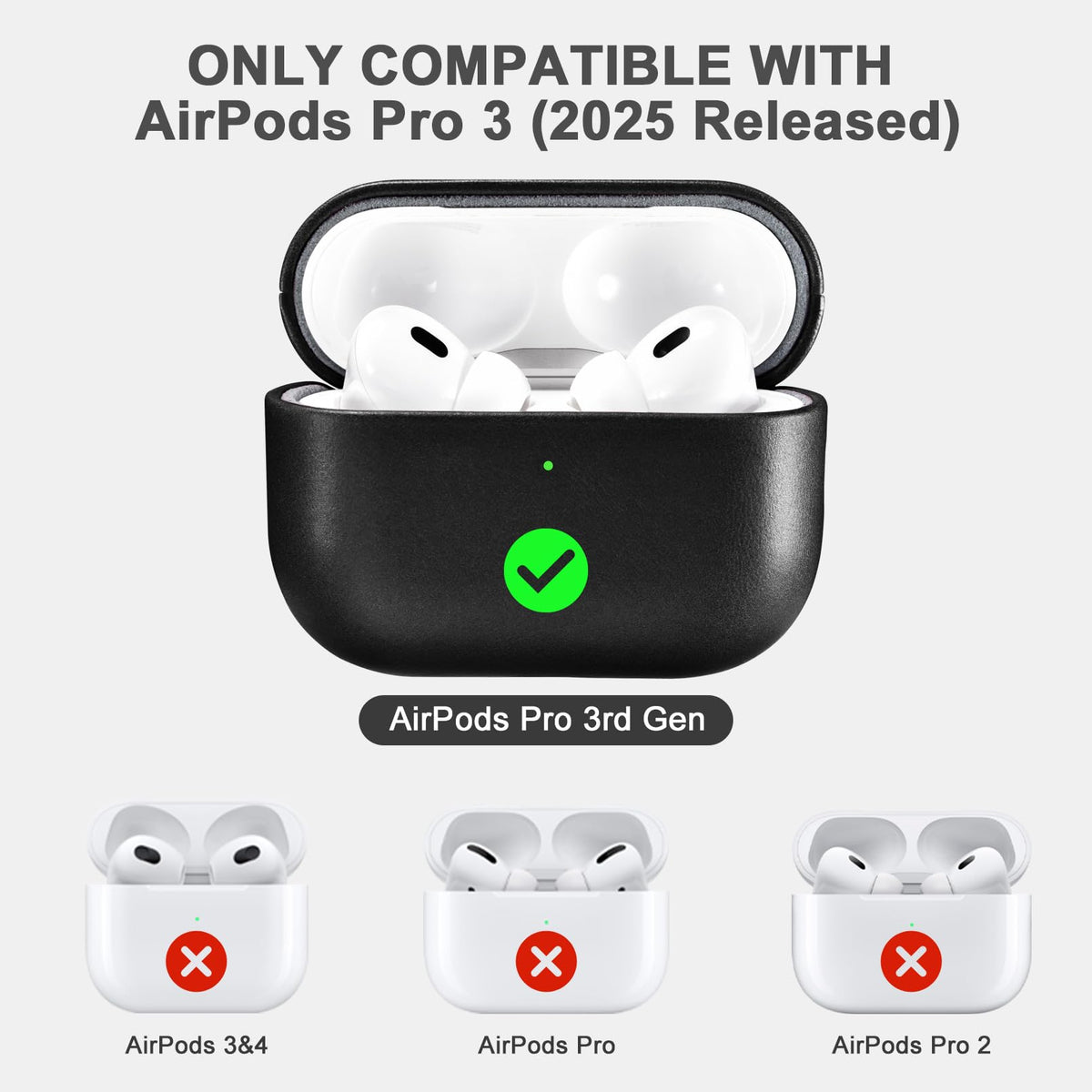 ICARER leather AirPods Pro 3 case with strap-hole for personalized outdoor use.