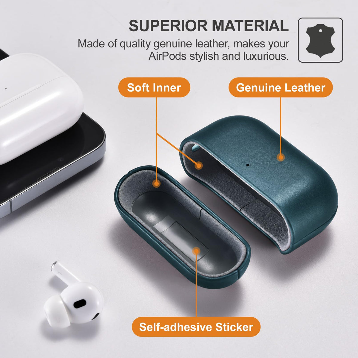 Front LED indicator shows battery status on ICARER AirPods Pro 3 case.