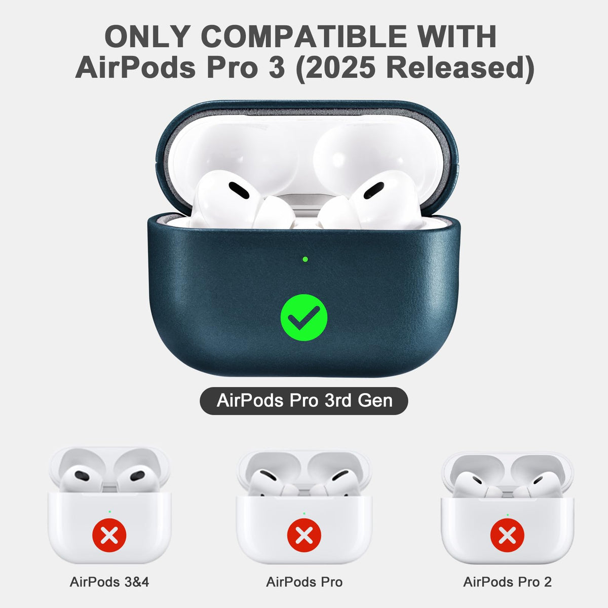 ICARER handmade leather texture case for AirPods Pro 3 with unique patina.