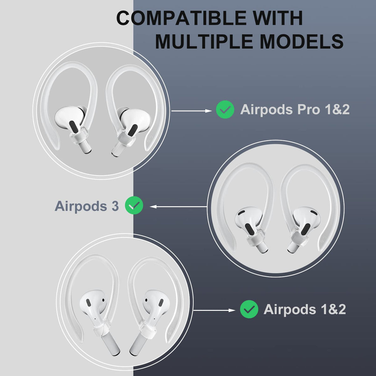 ICARERSPACE AirPods ear hooks have a transparent design for a subtle look.
