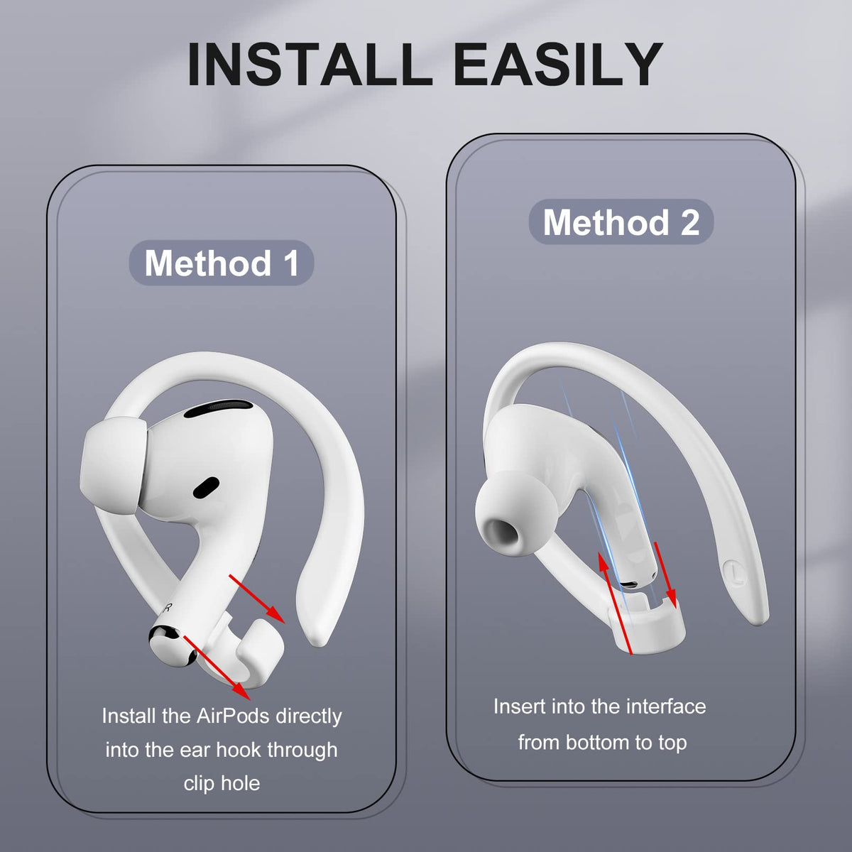 ICARERSPACE AirPods earhooks white two-pairs included for spare use.