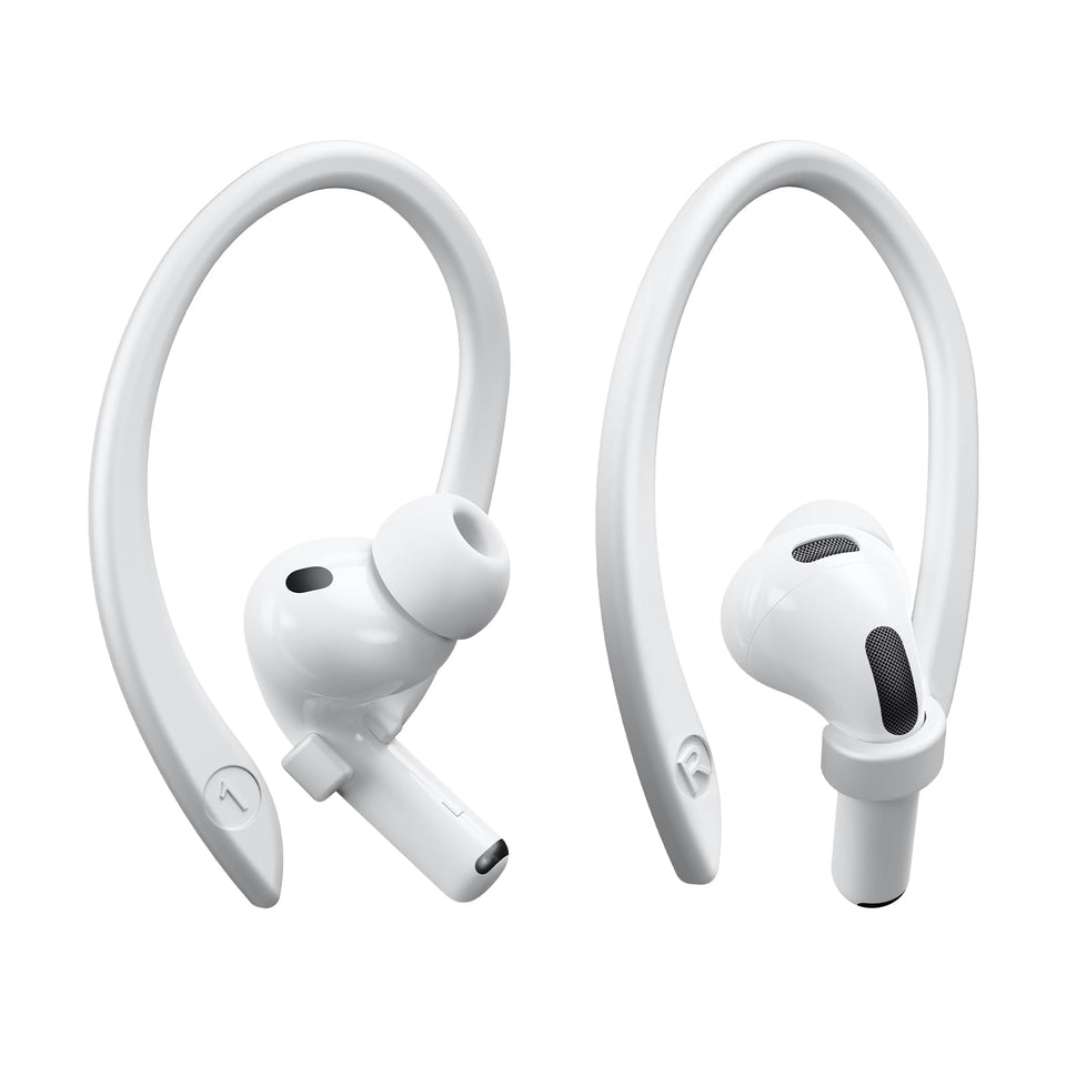ICARERSPACE ear hooks for AirPods Pro clip securely holds during workouts.