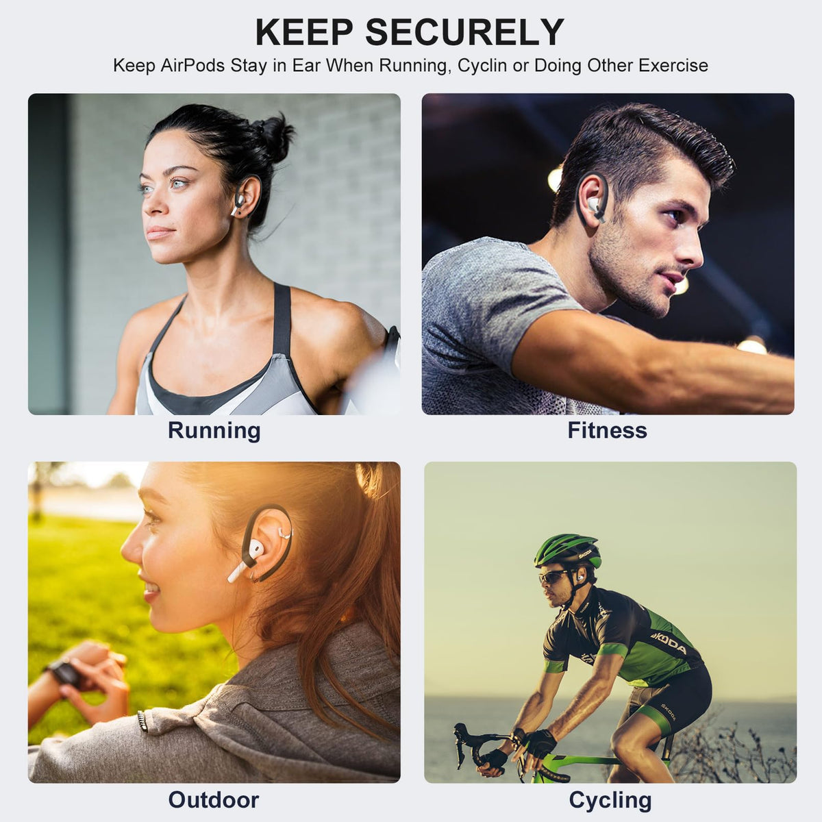ICARERSPACE earhooks secure fit during running, no slippage even with glasses