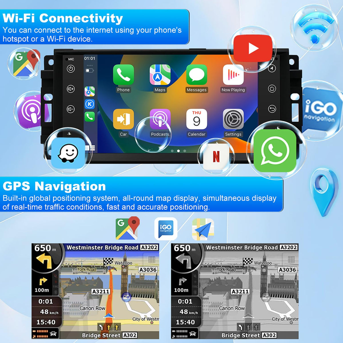 iCarSEPTON 5GWiFi upgrade for Dodge RAM 1500 supports hands-free calling
