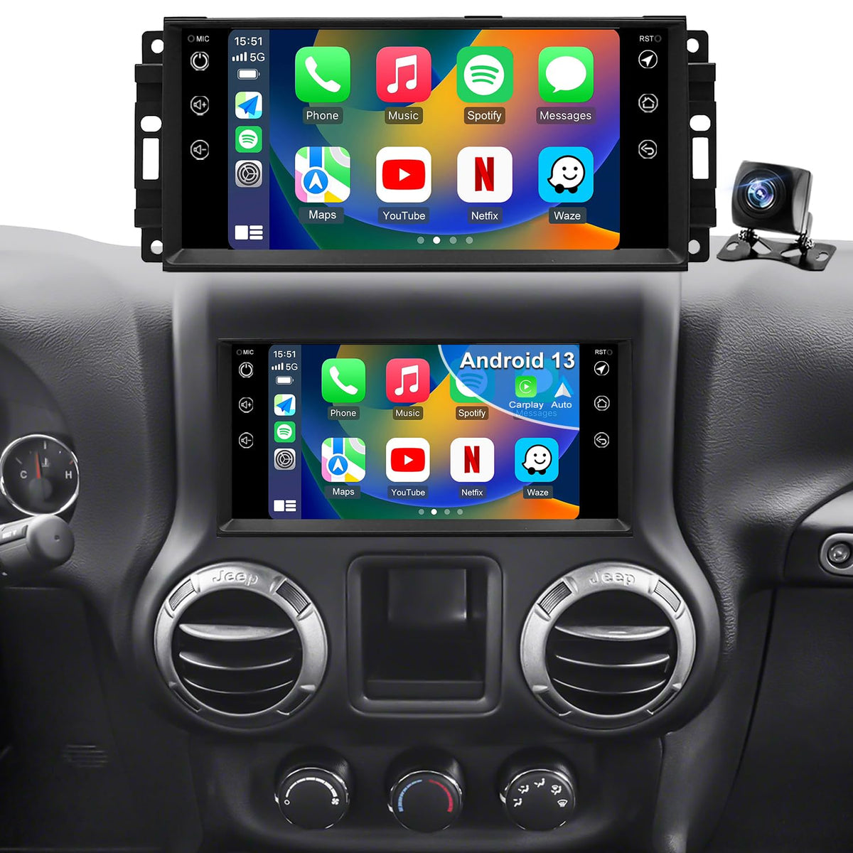 iCarSEPTON 5GWiFi upgrade for Jeep Wrangler JK enhances wireless CarPlay and navigation