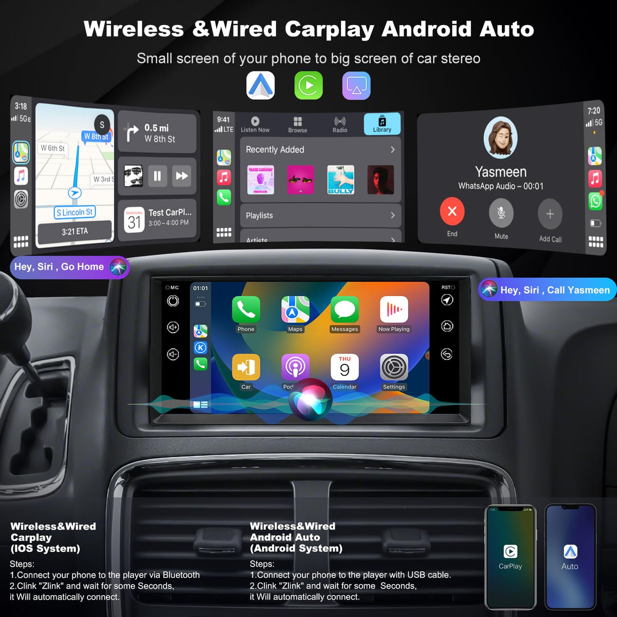 iCarSEPTON Chrysler 200 Android radio with Bluetooth and FM radio for easy entertainment