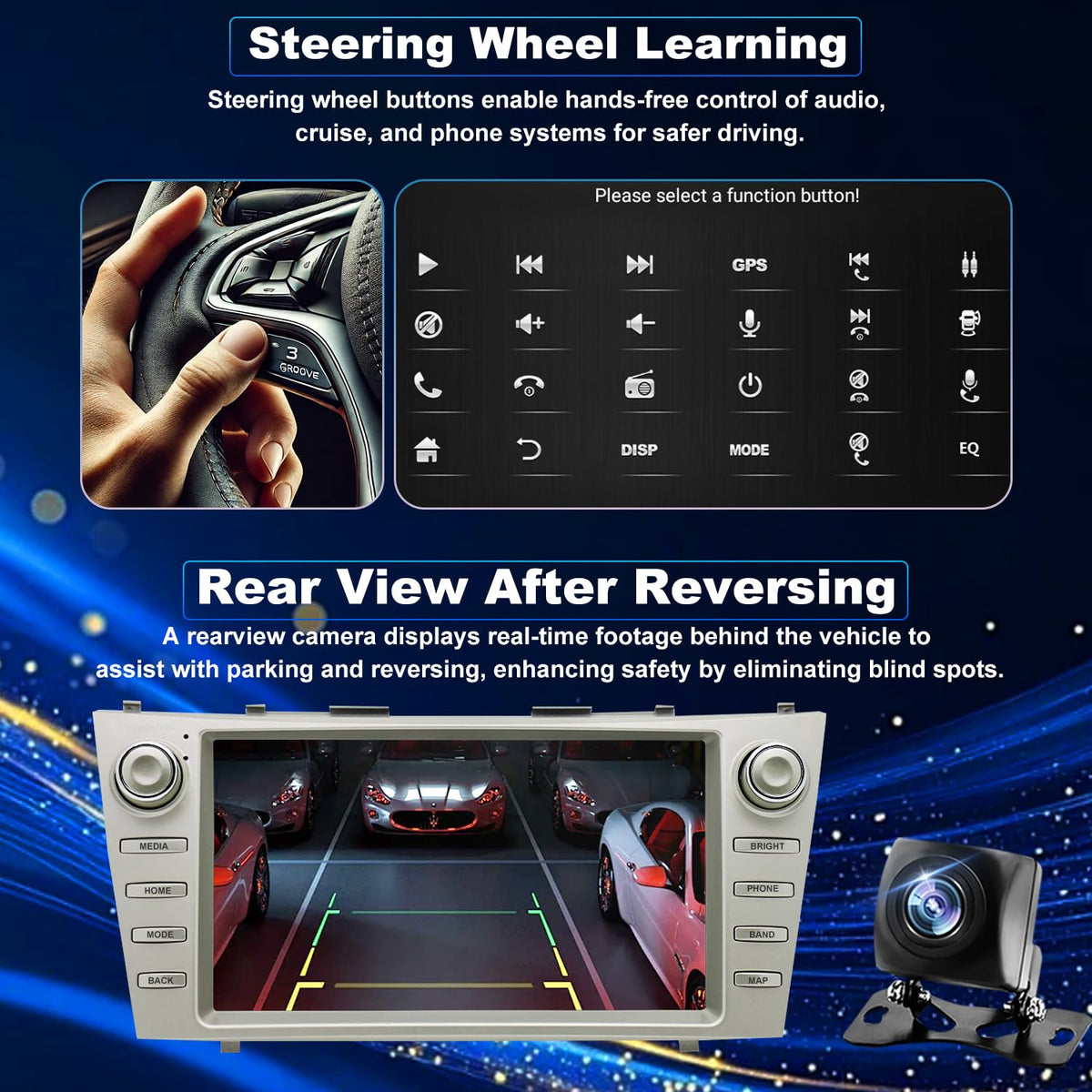 iCarSEPTON steering wheel controls compatibility via SWC, easy volume and track changes.