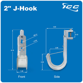 ICC Beam Clamp J Hook 2-Inch compact hardware suitable for overhead routes.