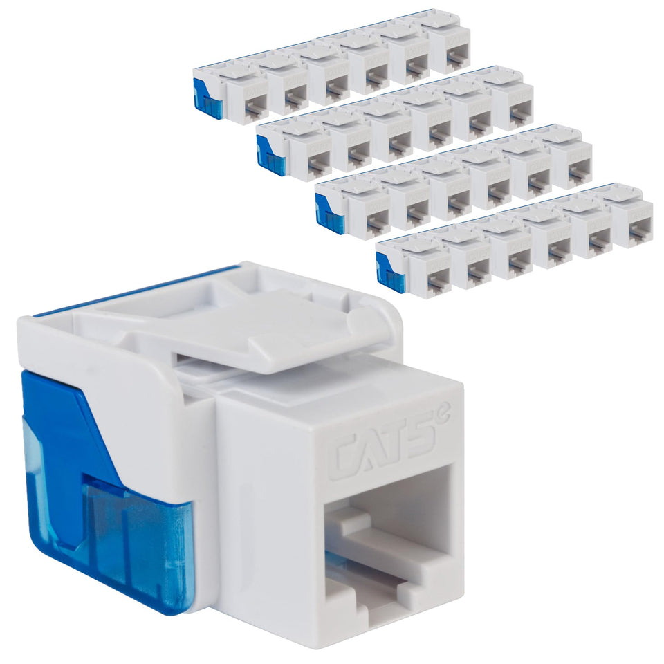 ICC Cat5e keystone jack with inline IDC wiring for fast terminations.
