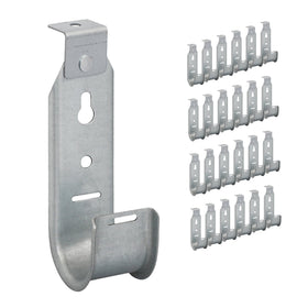ICC ceiling mount J-hook front view showing mounting hole and shape, durable support