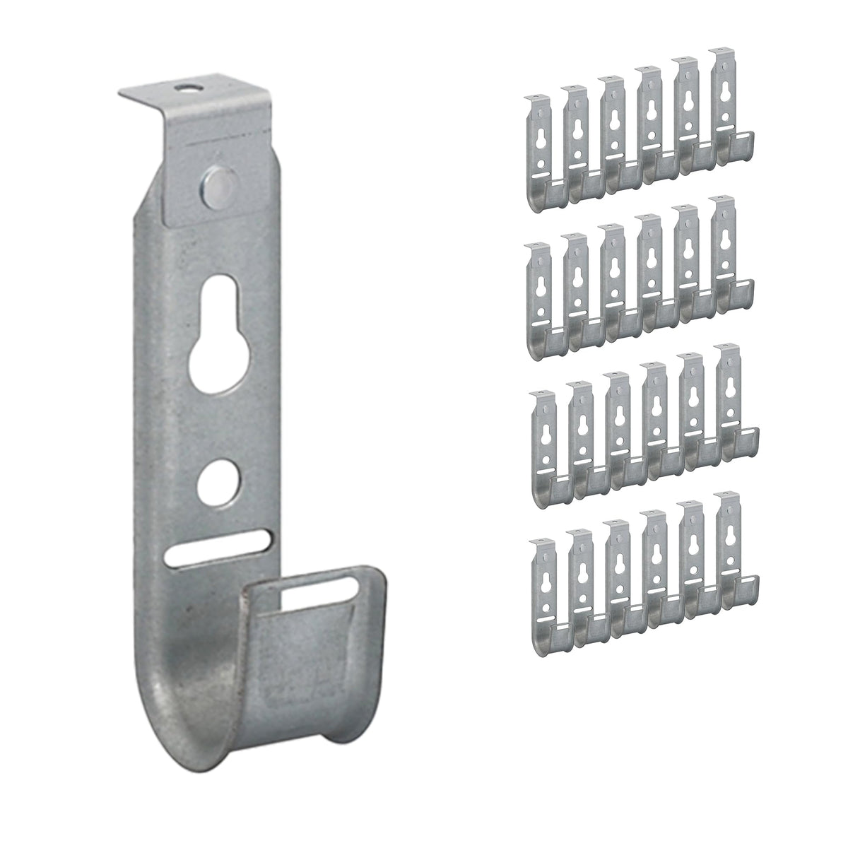 ICC front view of ceiling mount J-hook showing profile and durable design benefit