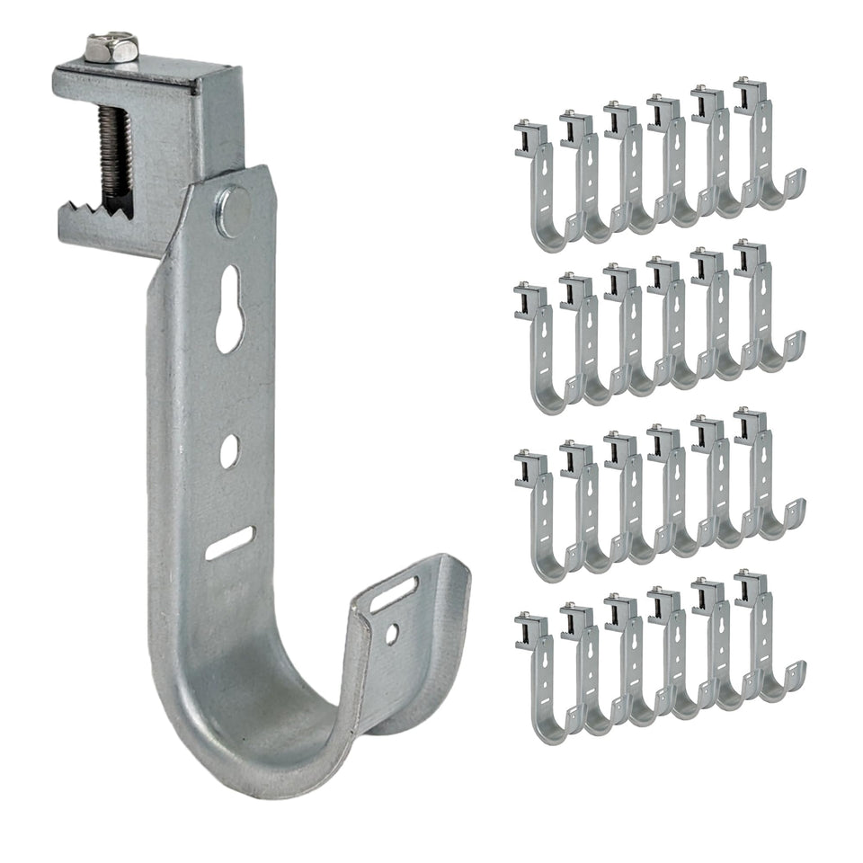 ICC J-Hook 25-pack on beam clamp for 1 5/16 inch beams