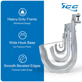 ICC J-Hook in a data closet setup for clean cables