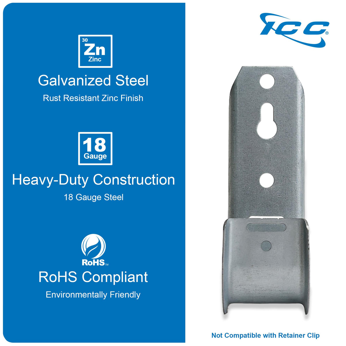 ICC J-Hook mounted with fastener showing reliable attachment and load support