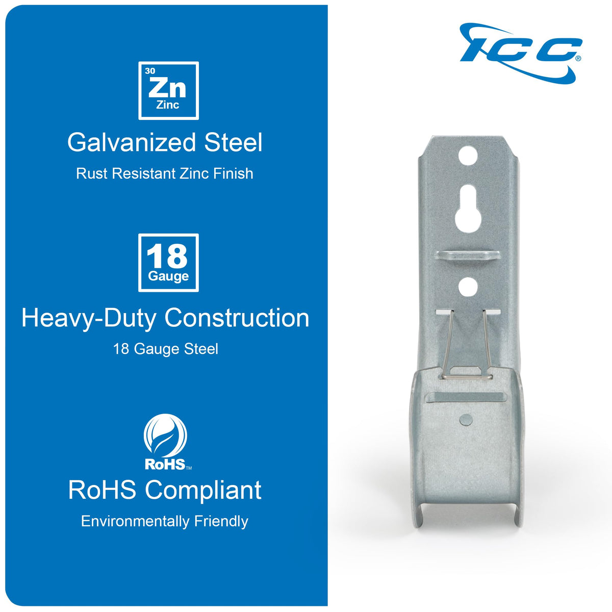 ICC j-hook supporting fiber bundle maintaining gentle cable bend