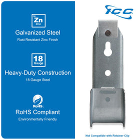 ICC J-hook beside a ruler showing 1-5/16" size, easy planning for installs